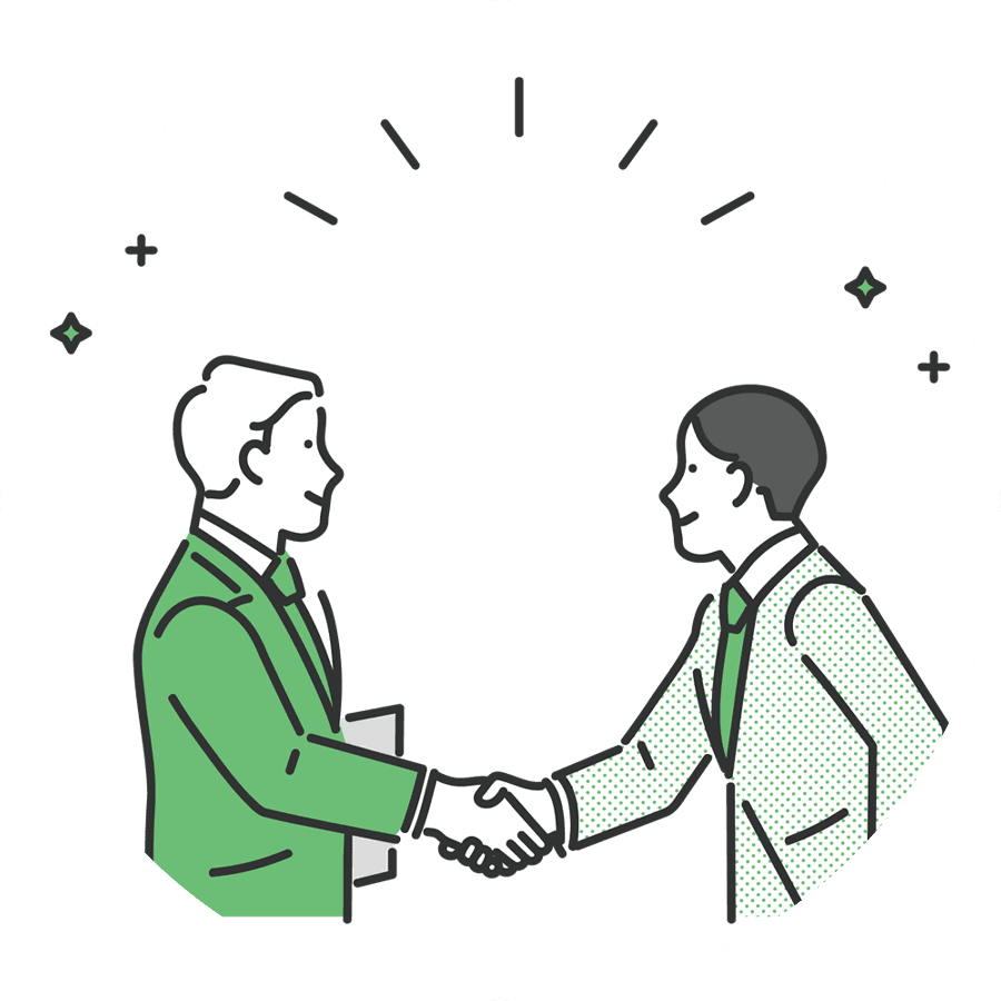 商談で成功して握手をする2人の男性